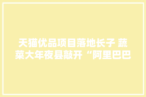 天猫优品项目落地长子 蔬菜大年夜县敲开“阿里巴巴”