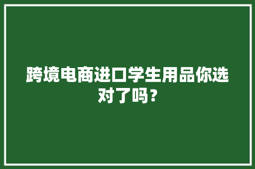 跨境电商进口学生用品你选对了吗？