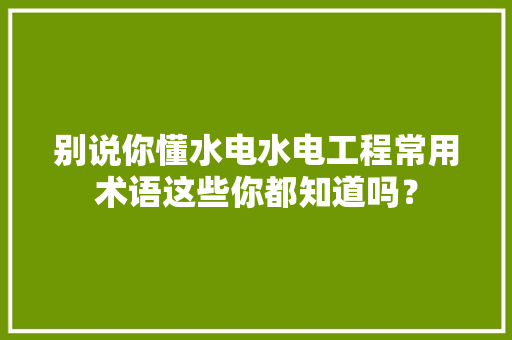别说你懂水电水电工程常用术语这些你都知道吗？