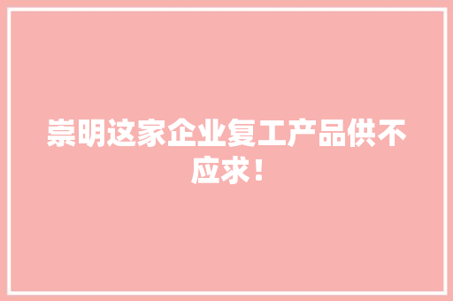崇明这家企业复工产品供不应求！ 崇明这家企业复工产品供不应求！ 智能家居
