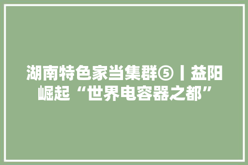 湖南特色家当集群⑤丨益阳崛起“世界电容器之都”