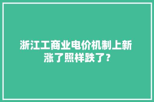 浙江工商业电价机制上新 涨了照样跌了？
