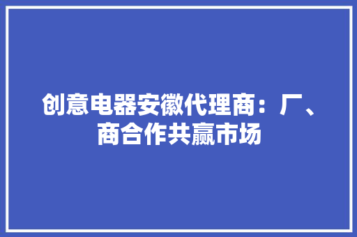 创意电器安徽代理商：厂、商合作共赢市场 创意电器安徽代理商：厂、商合作共赢市场 智能家居