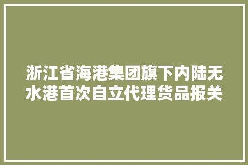 浙江省海港集团旗下内陆无水港首次自立代理货品报关 浙江省海港集团旗下内陆无水港首次自立代理货品报关 人工智能