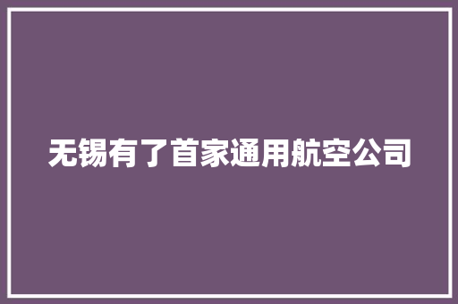 无锡有了首家通用航空公司 无锡有了首家通用航空公司 互联通信