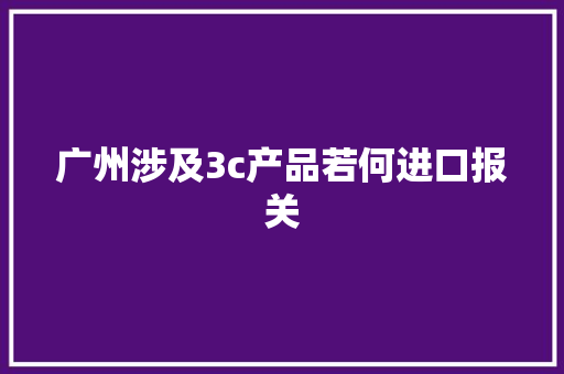 广州涉及3c产品若何进口报关