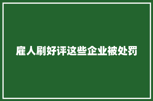 雇人刷好评这些企业被处罚