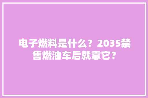 电子燃料是什么？2035禁售燃油车后就靠它？