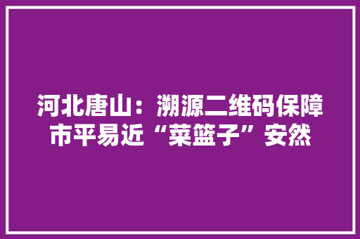 河北唐山：溯源二维码保障市平易近“菜篮子”安然 河北唐山：溯源二维码保障市平易近“菜篮子”安然 人工智能