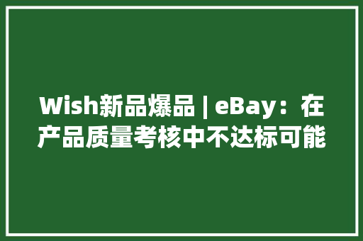 Wish新品爆品 | eBay：在产品质量考核中不达标可能受到限制或冻结