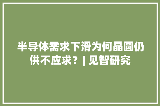 半导体需求下滑为何晶圆仍供不应求？| 见智研究