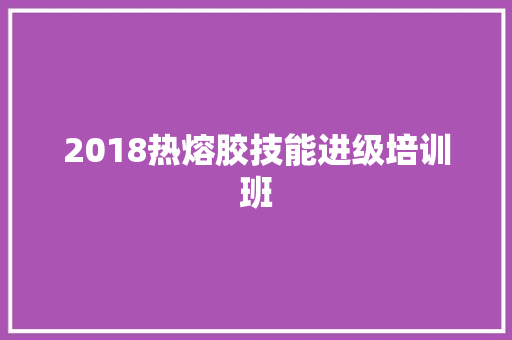 2018热熔胶技能进级培训班