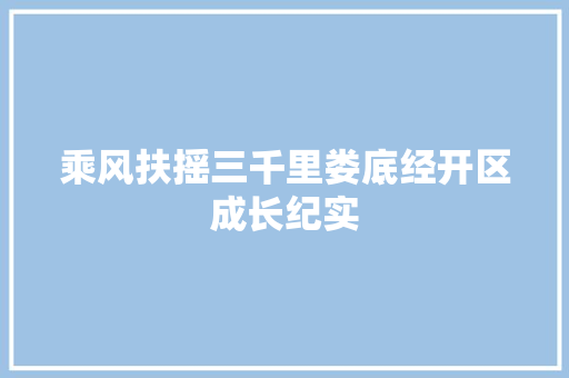 乘风扶摇三千里娄底经开区成长纪实