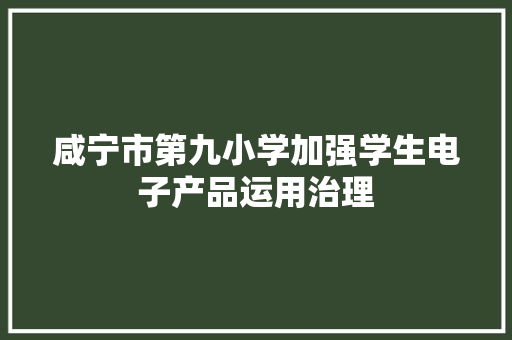 咸宁市第九小学加强学生电子产品运用治理