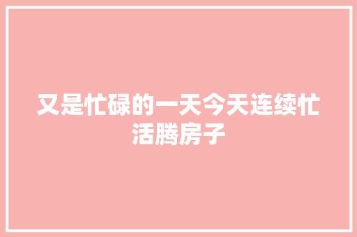 又是忙碌的一天今天连续忙活腾房子