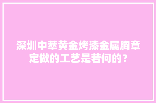 深圳中萃黄金烤漆金属胸章定做的工艺是若何的？