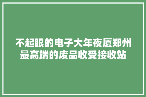 不起眼的电子大年夜厦郑州最高端的废品收受接收站