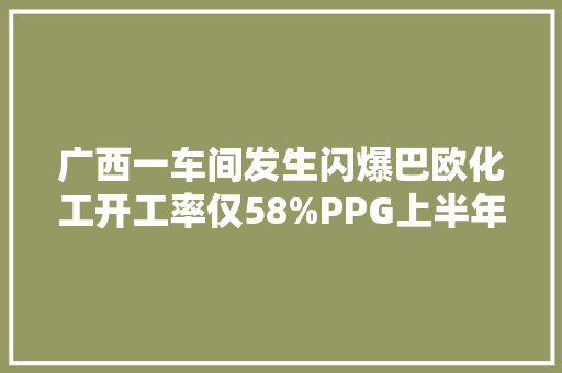 广西一车间发生闪爆巴欧化工开工率仅58%PPG上半年增利不增收南宝碳纤维新材料分娩项目开工