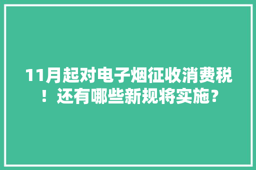 11月起对电子烟征收消费税！还有哪些新规将实施？