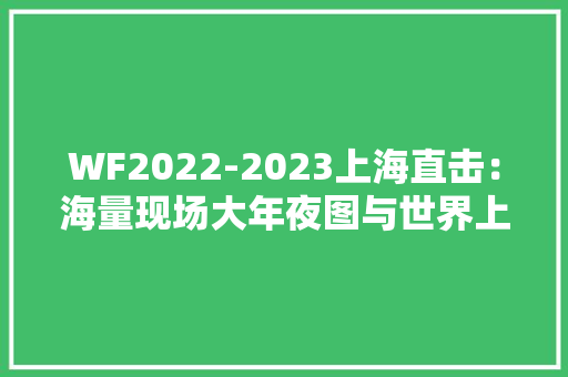 WF2022-2023上海直击：海量现场大年夜图与世界上拥有模型最多的汉子