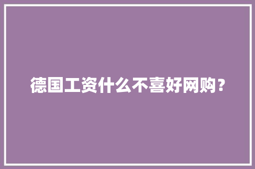 德国工资什么不喜好网购？