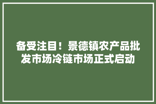 备受注目！景德镇农产品批发市场冷链市场正式启动