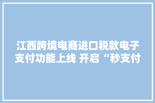 江西跨境电商进口税款电子支付功能上线 开启“秒支付”时代