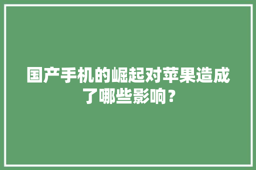 国产手机的崛起对苹果造成了哪些影响？