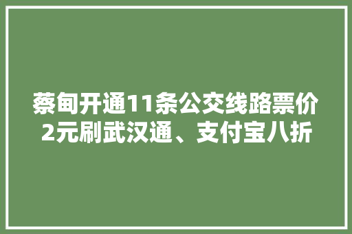 蔡甸开通11条公交线路票价2元刷武汉通、支付宝八折