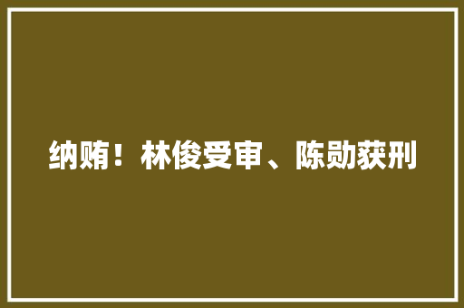 纳贿！林俊受审、陈勋获刑