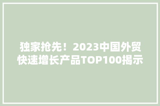 独家抢先！2023中国外贸快速增长产品TOP100揭示！（附完整榜单）