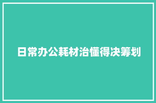日常办公耗材治懂得决筹划