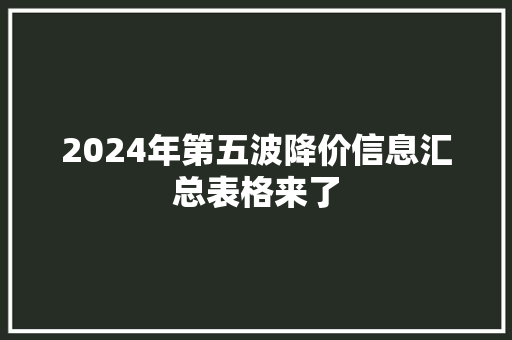 2024年第五波降价信息汇总表格来了 2024年第五波降价信息汇总表格来了 人工智能