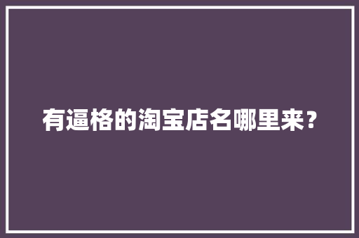 有逼格的淘宝店名哪里来？