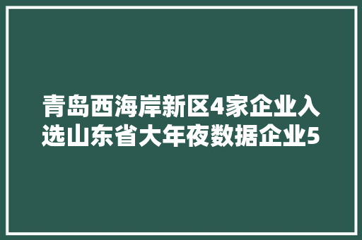 青岛西海岸新区4家企业入选山东省大年夜数据企业50强