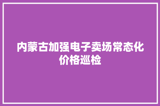 内蒙古加强电子卖场常态化价格巡检 内蒙古加强电子卖场常态化价格巡检 智能科技