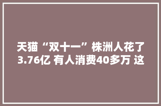 天猫“双十一”株洲人花了3.76亿 有人消费40多万 这些剁手党都买了啥？