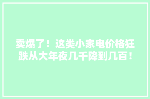 卖爆了！这类小家电价格狂跌从大年夜几千降到几百！你家有吗？