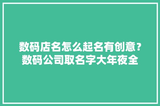 数码店名怎么起名有创意？数码公司取名字大年夜全