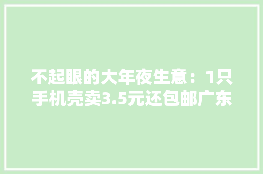 不起眼的大年夜生意：1只手机壳卖3.5元还包邮广东工厂若何从亏切切到赚切切？