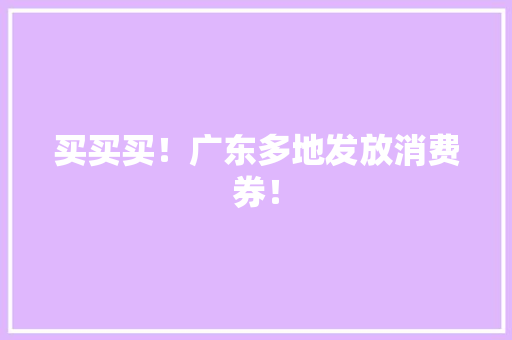 买买买！广东多地发放消费券！
