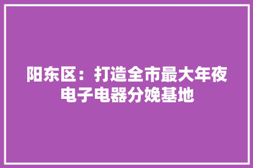 阳东区：打造全市最大年夜电子电器分娩基地