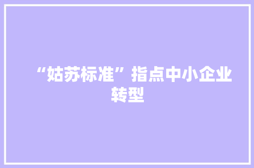 “姑苏标准”指点中小企业转型 智能科技