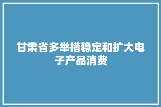 甘肃省多举措稳定和扩大电子产品消费 甘肃省多举措稳定和扩大电子产品消费 互联通信