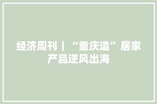 经济周刊｜“重庆造”居家产品逆风出海 经济周刊｜“重庆造”居家产品逆风出海 智能家居