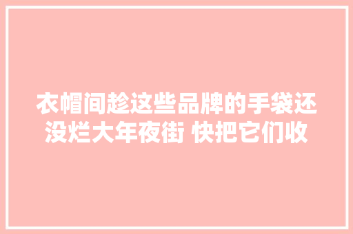 衣帽间趁这些品牌的手袋还没烂大年夜街 快把它们收入囊中