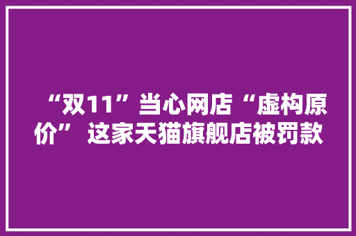 “双11”当心网店“虚构原价” 这家天猫旗舰店被罚款了 “双11”当心网店“虚构原价” 这家天猫旗舰店被罚款了 互联通信