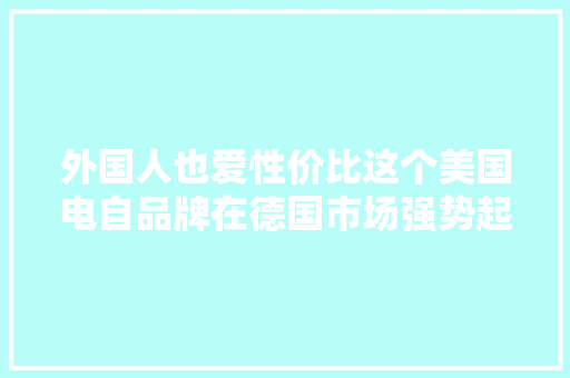 外国人也爱性价比这个美国电自品牌在德国市场强势起飞