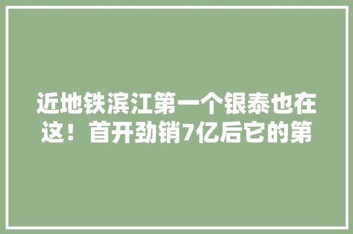 近地铁滨江第一个银泰也在这！首开劲销7亿后它的第二波精装小户型正在路上……
