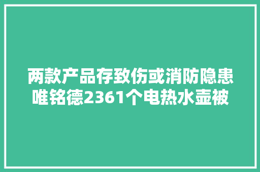 两款产品存致伤或消防隐患唯铭德2361个电热水壶被召回 两款产品存致伤或消防隐患唯铭德2361个电热水壶被召回 智能家居